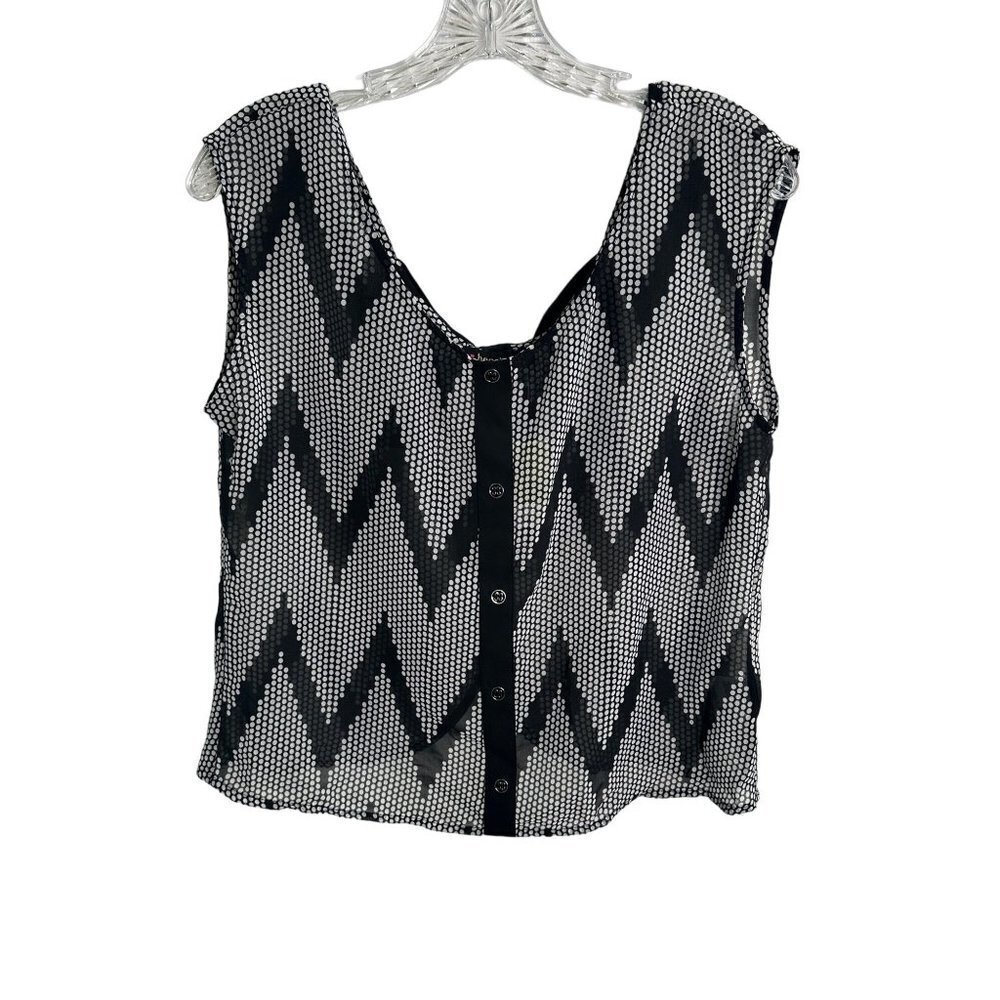 Womens Size Medium Heartsoul Black‎ White Chevron Print Sleeveless Top